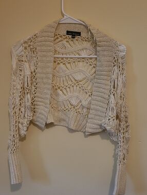 Urban Behavior Cream Open-Knit Cropped Cardigan